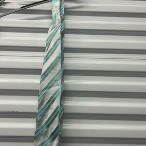 Krimson By Kwame Men's Striped Tie – Gray with Green Accents (Pre-Owned)